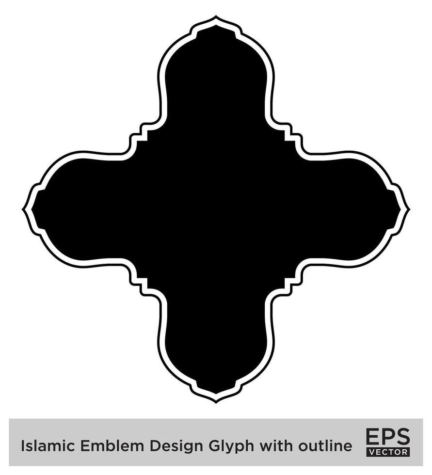 islamic amblem design glyf med översikt svart fylld silhuetter design piktogram symbol visuell illustration vektor