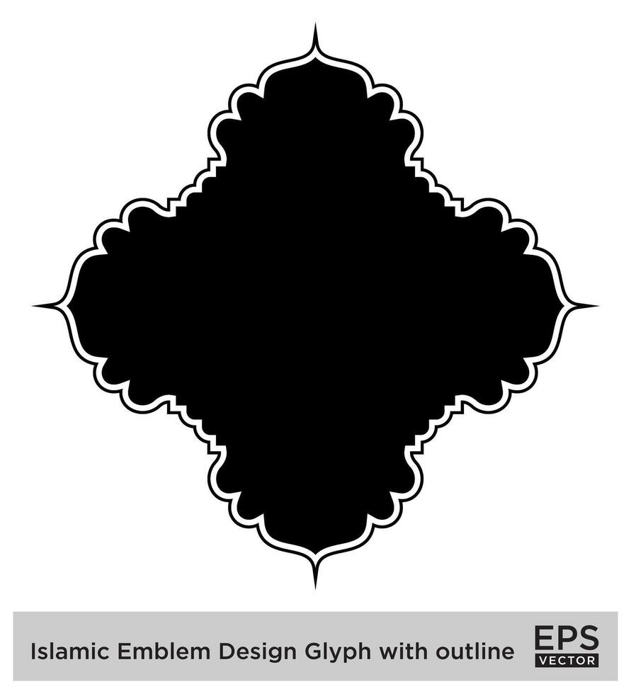 islamisch amblem Design Glyphe mit Gliederung schwarz gefüllt Silhouetten Design Piktogramm Symbol visuell Illustration vektor