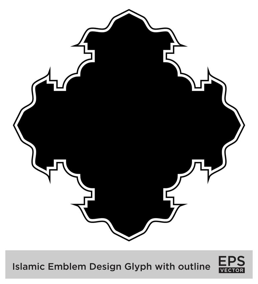 islamisch amblem Design Glyphe mit Gliederung schwarz gefüllt Silhouetten Design Piktogramm Symbol visuell Illustration vektor