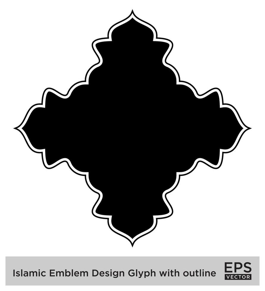 islamic amblem design glyf med översikt svart fylld silhuetter design piktogram symbol visuell illustration vektor