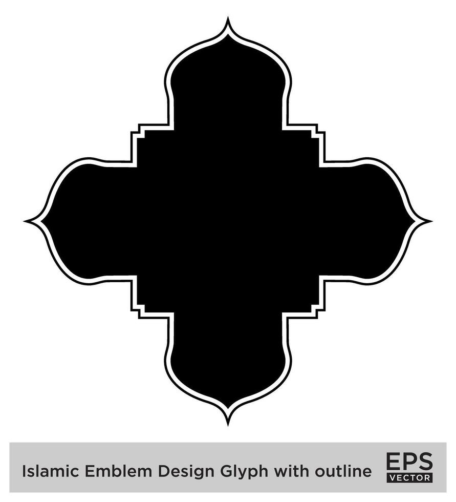 islamic amblem design glyf med översikt svart fylld silhuetter design piktogram symbol visuell illustration vektor