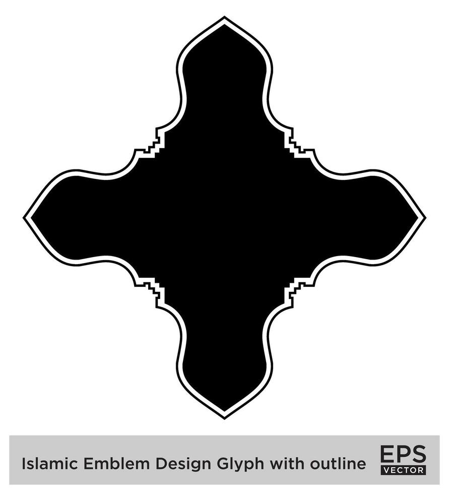 islamic amblem design glyf med översikt svart fylld silhuetter design piktogram symbol visuell illustration vektor