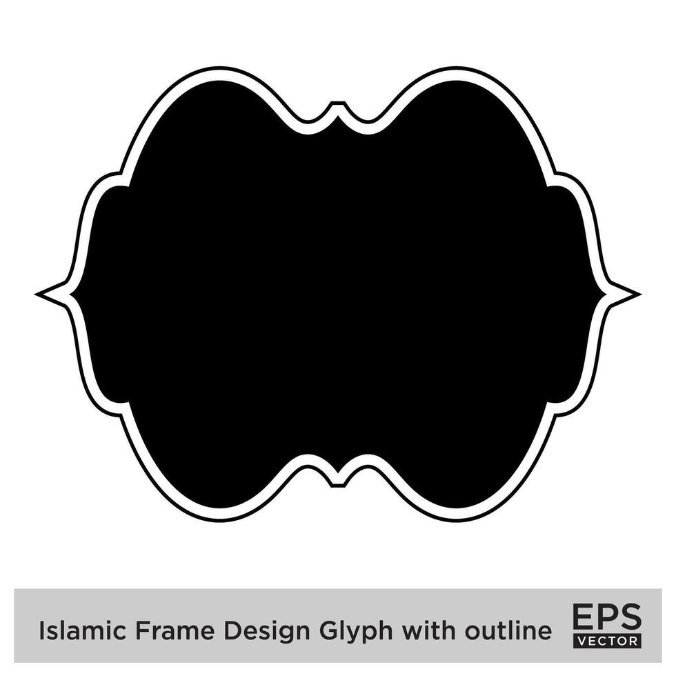 islamisch Rahmen Design Glyphe mit Gliederung schwarz gefüllt Silhouetten Design Piktogramm Symbol visuell Illustration vektor