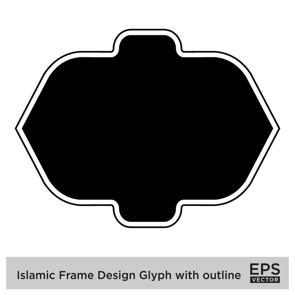 islamisch Rahmen Design Glyphe mit Gliederung schwarz gefüllt Silhouetten Design Piktogramm Symbol visuell Illustration vektor