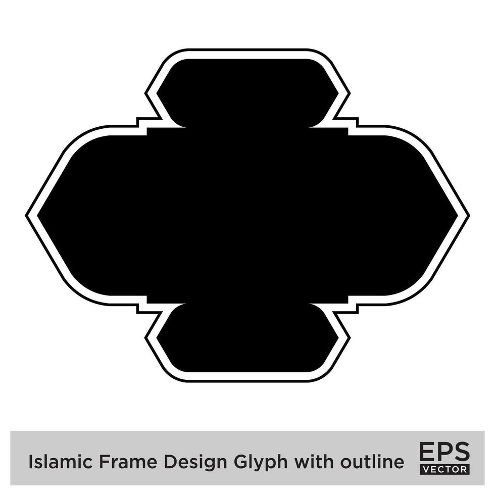 islamisch Rahmen Design Glyphe mit Gliederung schwarz gefüllt Silhouetten Design Piktogramm Symbol visuell Illustration vektor