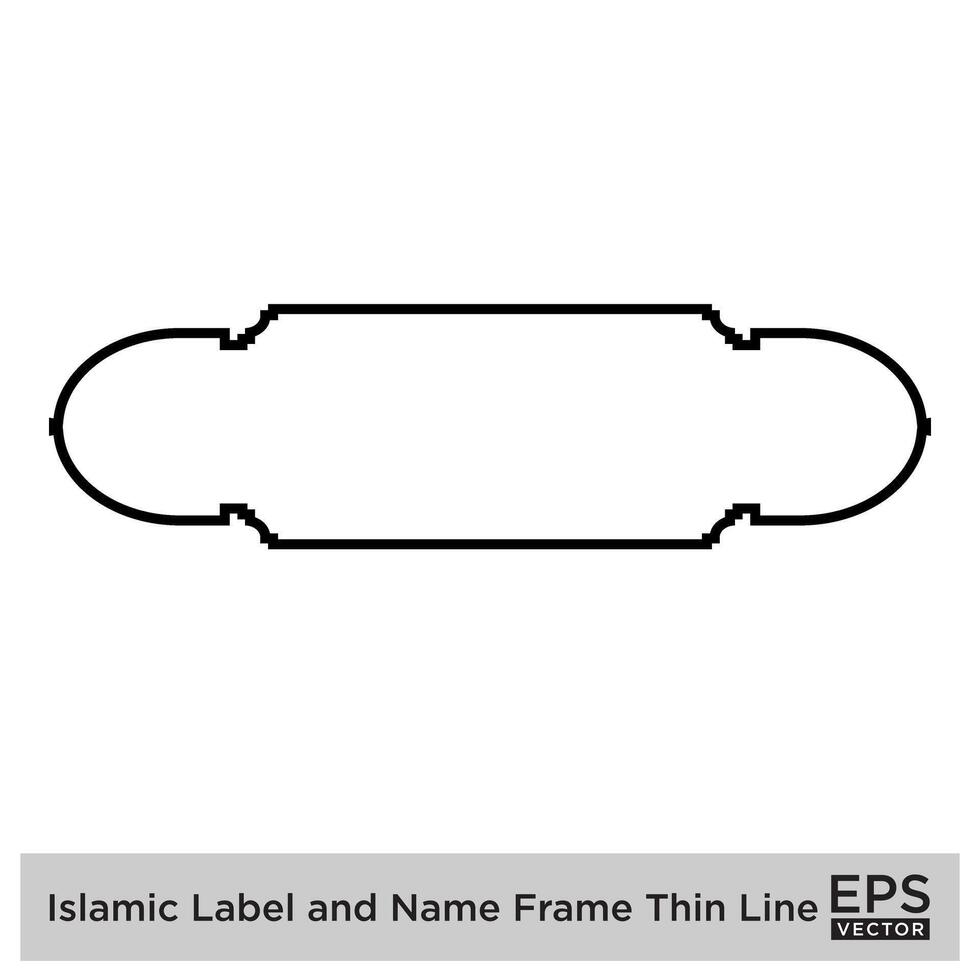 islamisch Etikette und Name Rahmen dünn Linie schwarz Schlaganfall Silhouetten Design Piktogramm Symbol visuell Illustration vektor