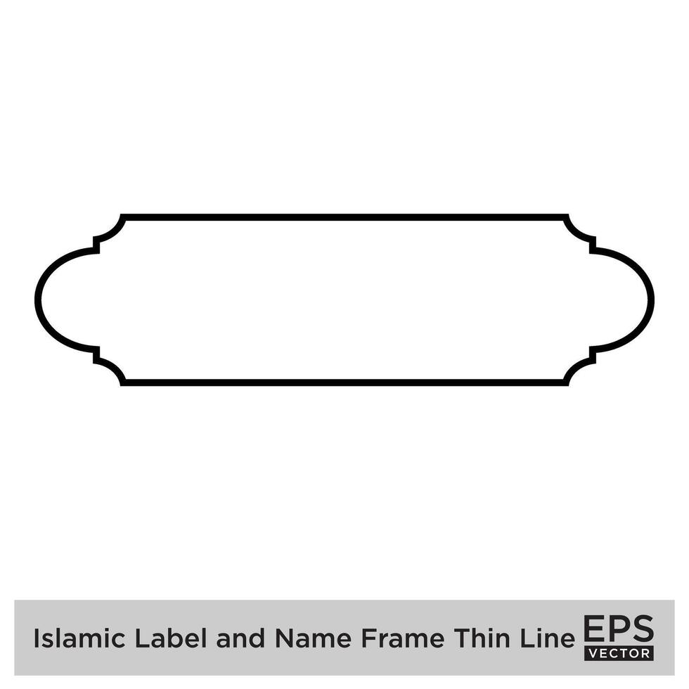 islamisch Etikette und Name Rahmen dünn Linie schwarz Schlaganfall Silhouetten Design Piktogramm Symbol visuell Illustration vektor
