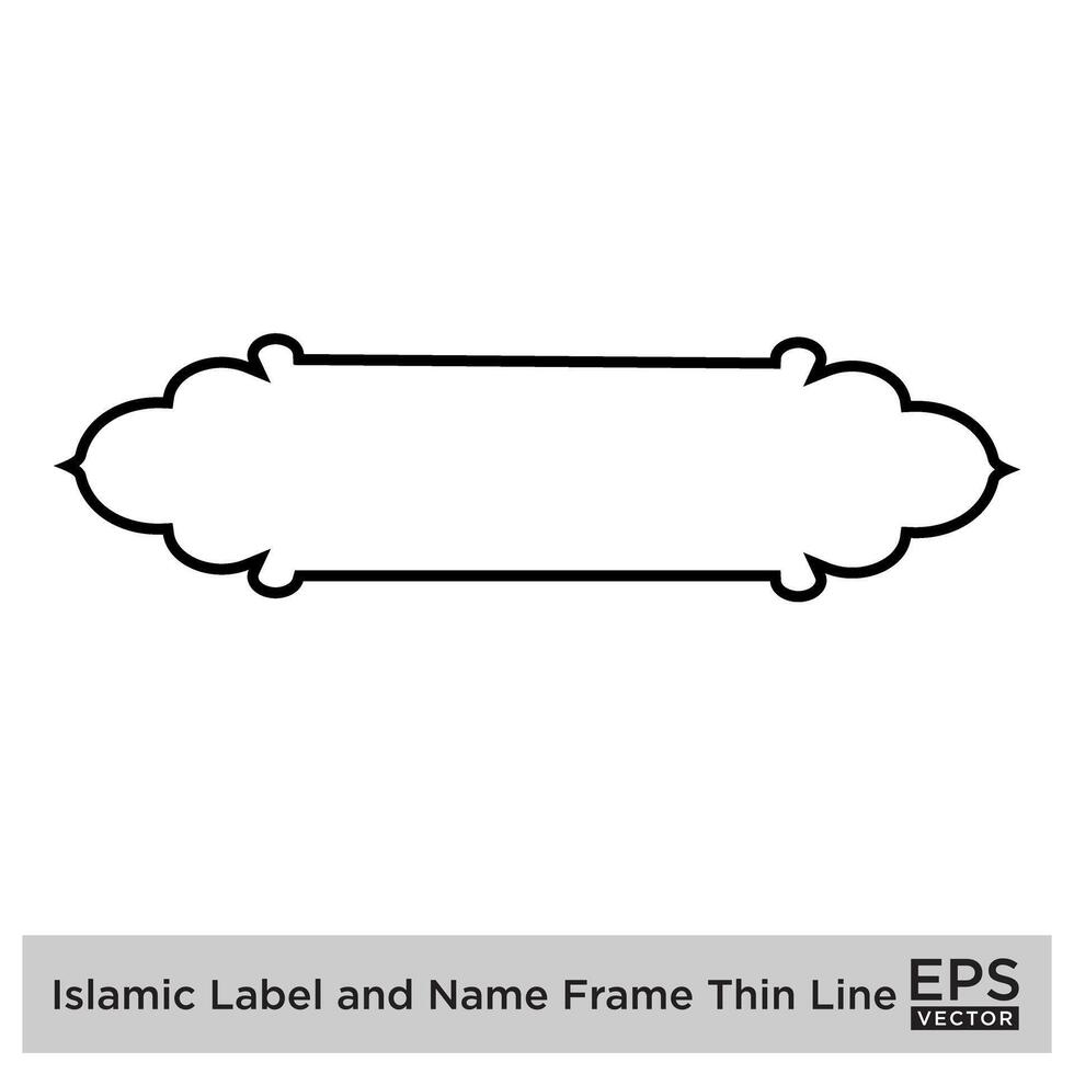 islamisch Etikette und Name Rahmen dünn Linie Gliederung linear schwarz Schlaganfall Silhouetten Design Piktogramm Symbol visuell Illustration vektor