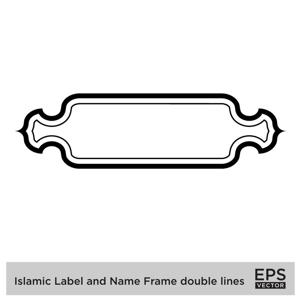 islamisch Etikette und Name Rahmen doppelt Linien Gliederung linear schwarz Schlaganfall Silhouetten Design Piktogramm Symbol visuell Illustration vektor