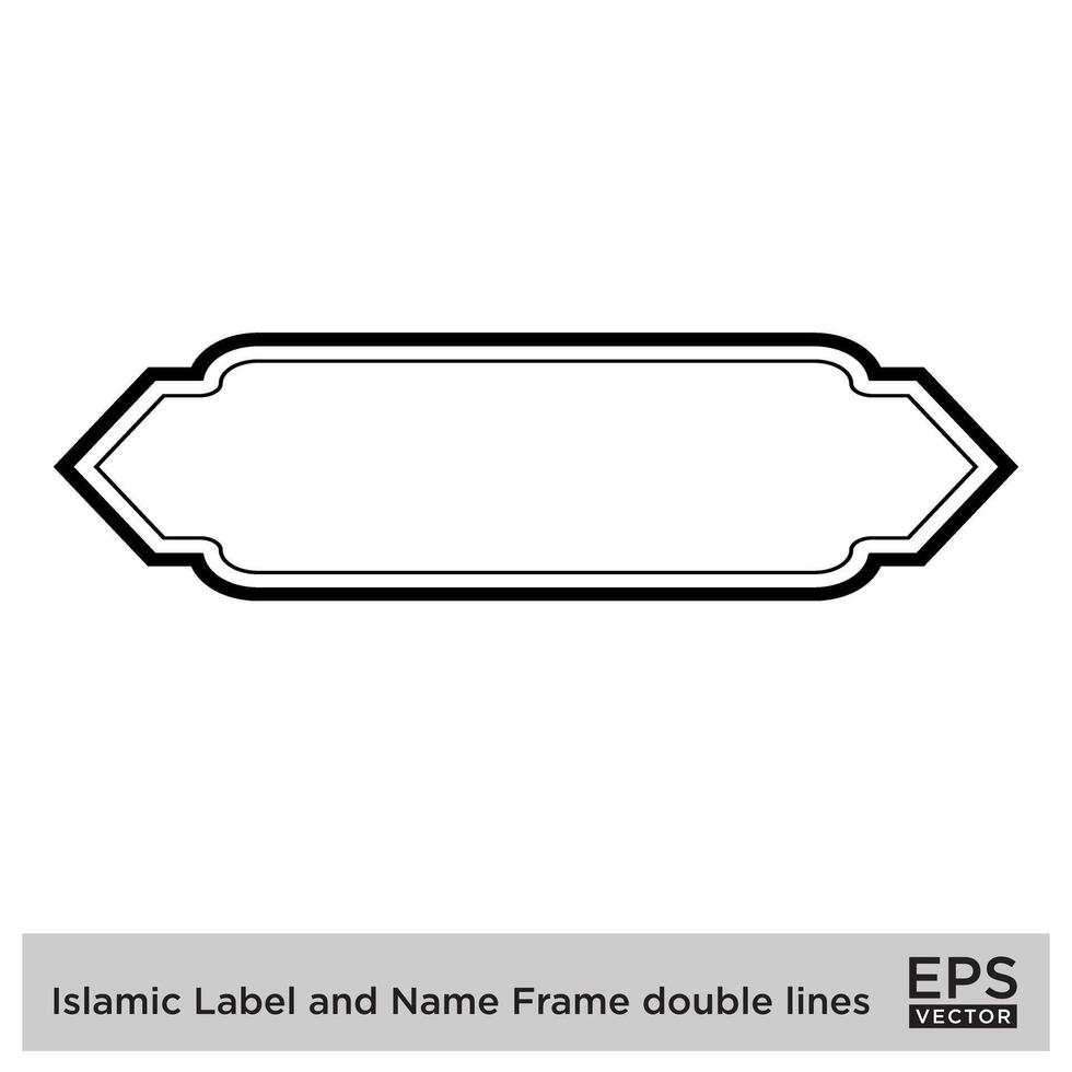 islamisch Etikette und Name Rahmen doppelt Linien Gliederung linear schwarz Schlaganfall Silhouetten Design Piktogramm Symbol visuell Illustration vektor