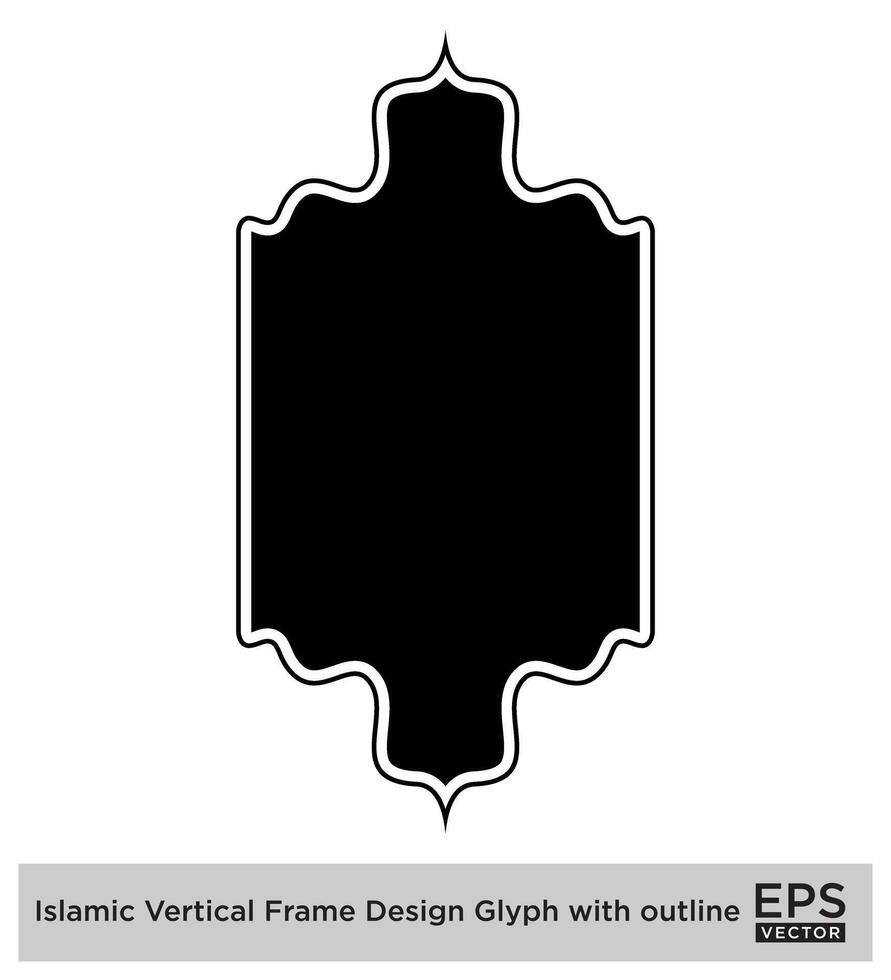 islamisch Vertikale Rahmen Design Glyphe mit Gliederung schwarz gefüllt Silhouetten Design Piktogramm Symbol visuell Illustration vektor