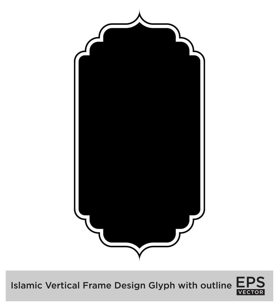 islamisch Vertikale Rahmen Design Glyphe mit Gliederung schwarz gefüllt Silhouetten Design Piktogramm Symbol visuell Illustration vektor