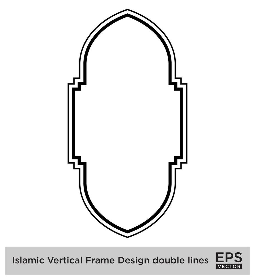 islamisch Vertikale Rahmen Design doppelt Linien schwarz Schlaganfall Silhouetten Design Piktogramm Symbol visuell Illustration vektor