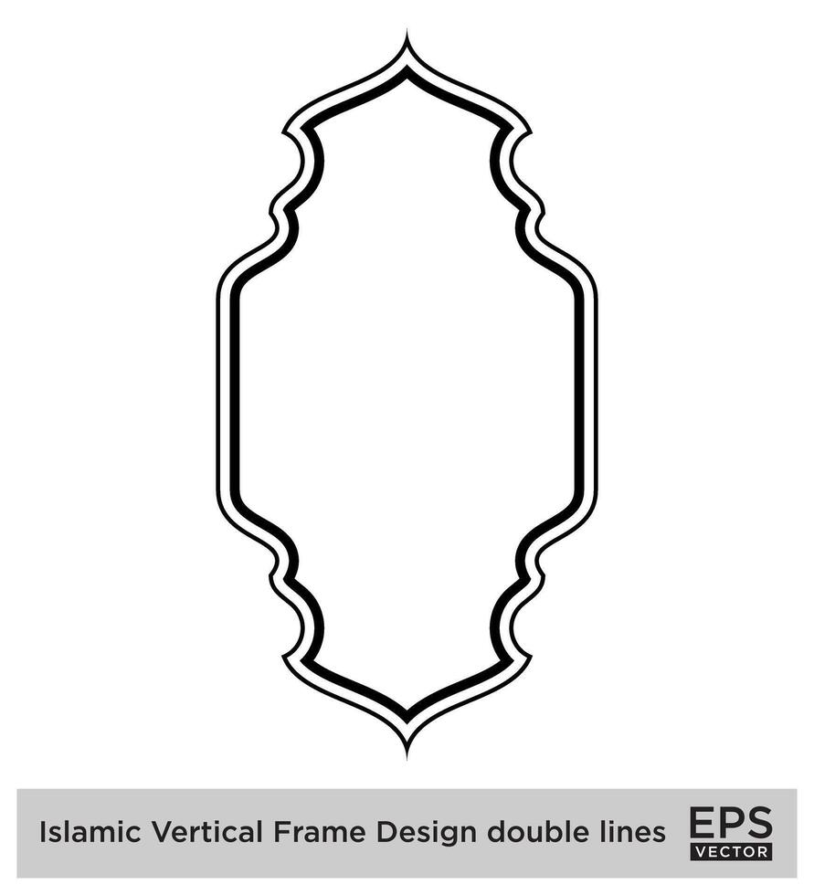 islamic vertikal ram design dubbel- rader svart stroke silhuetter design piktogram symbol visuell illustration vektor