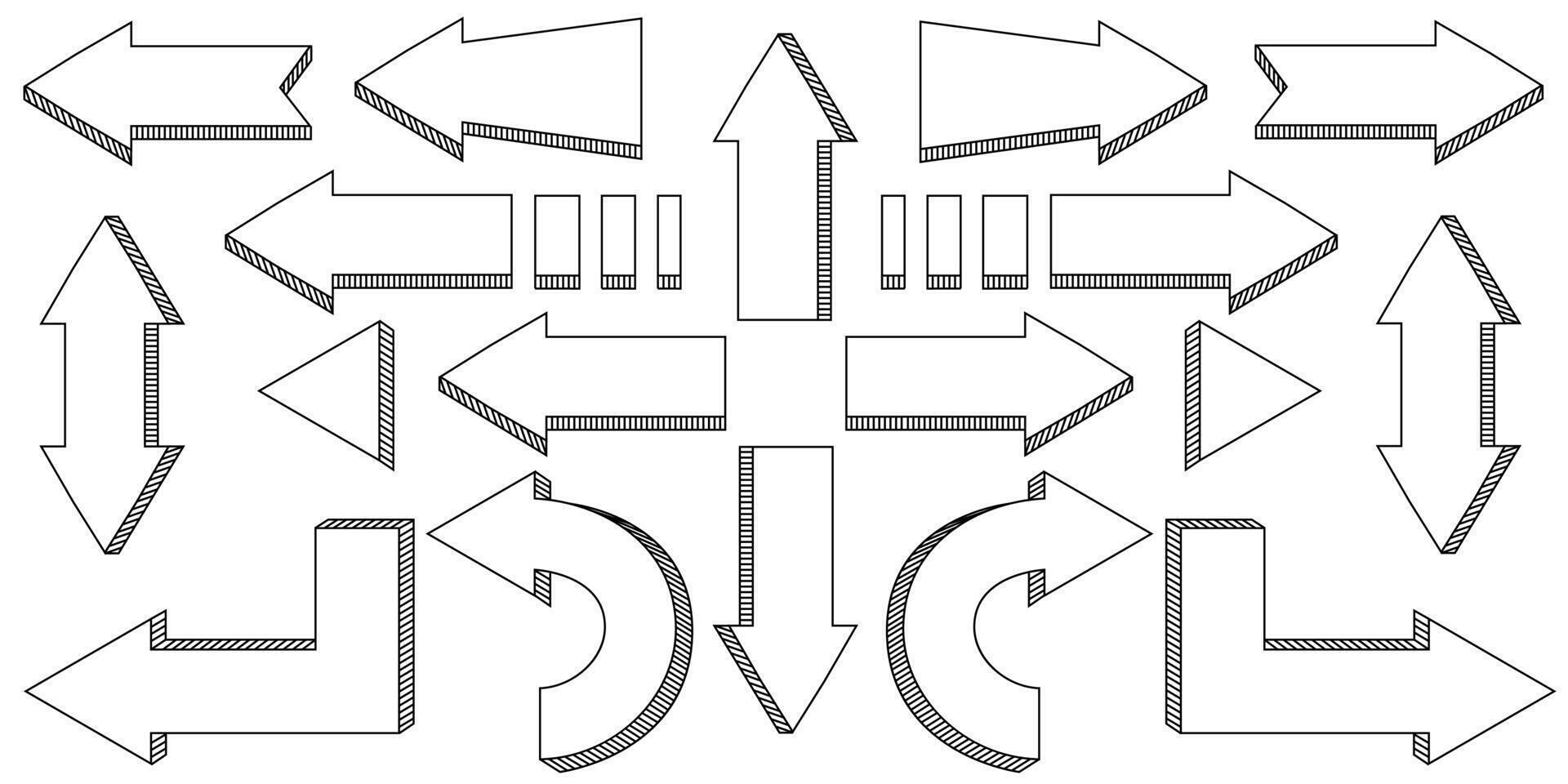 vektor uppsättning av olika skiss pilar för finansiell, investering, Diagram, och Rapportera mönster.