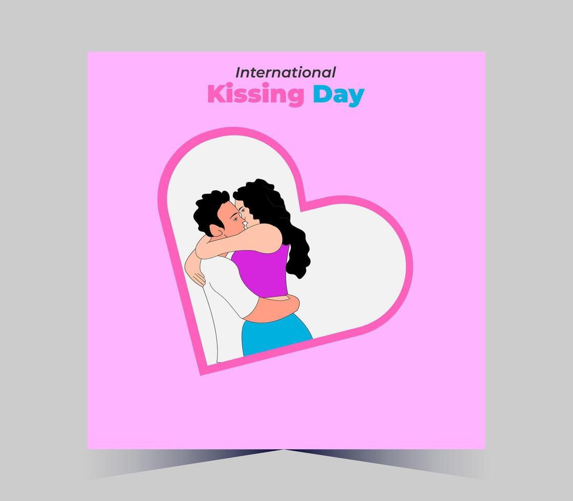 internationell kissing dag affisch med par kissing vektor