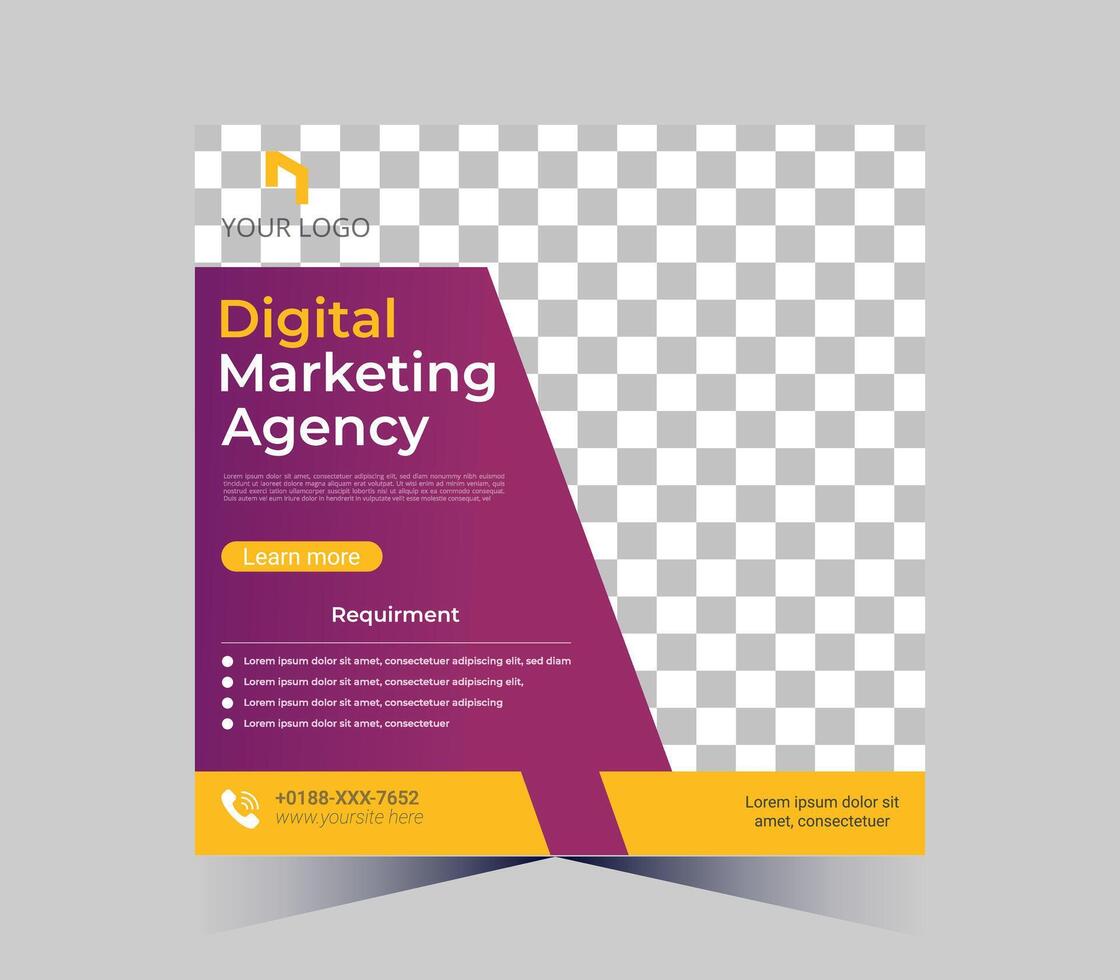 Digital Marketing Agentur Flyer Vorlage mit Gelb und grau Farbe planen vektor