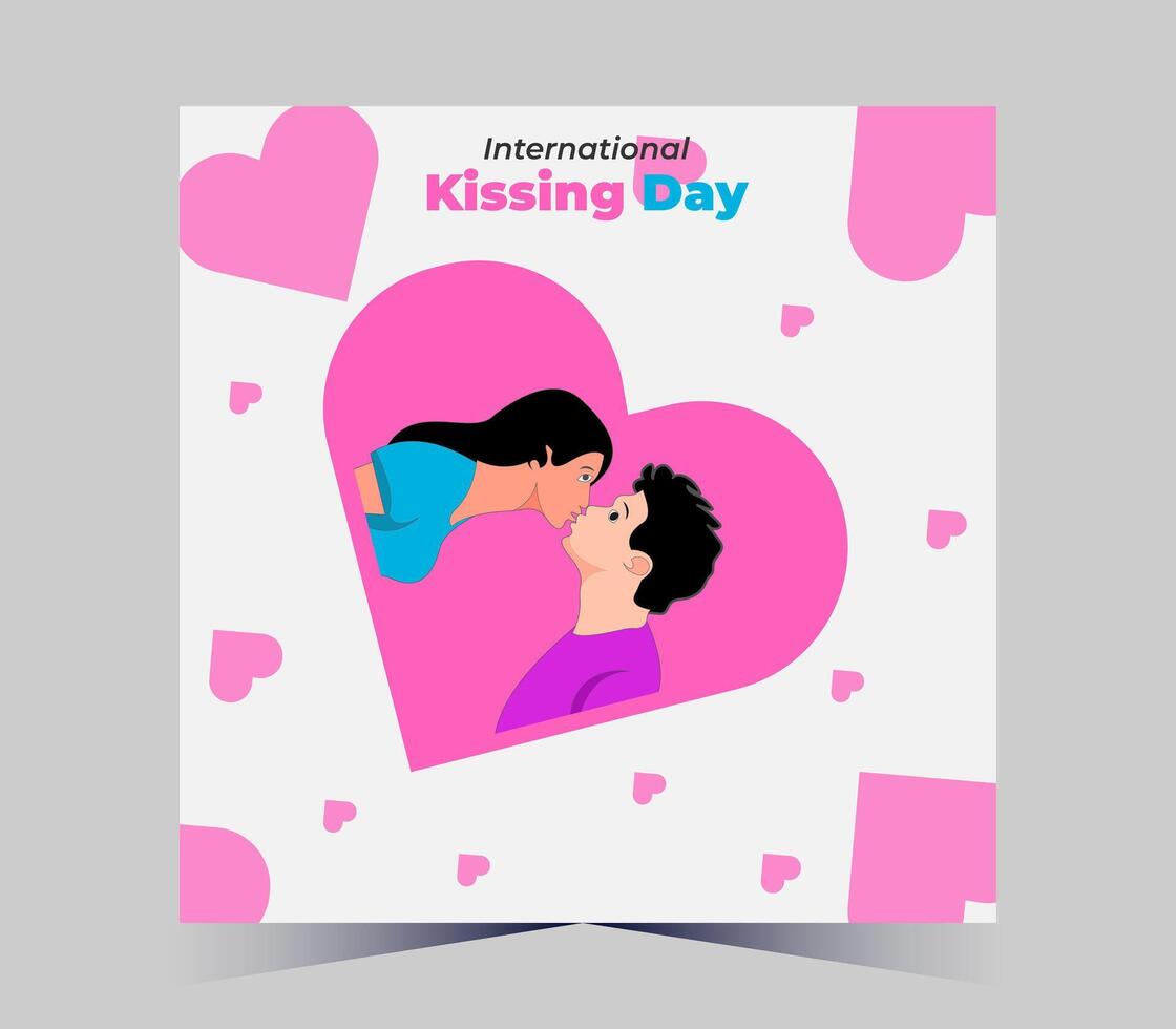 internationell kissing dag affisch med par kissing vektor