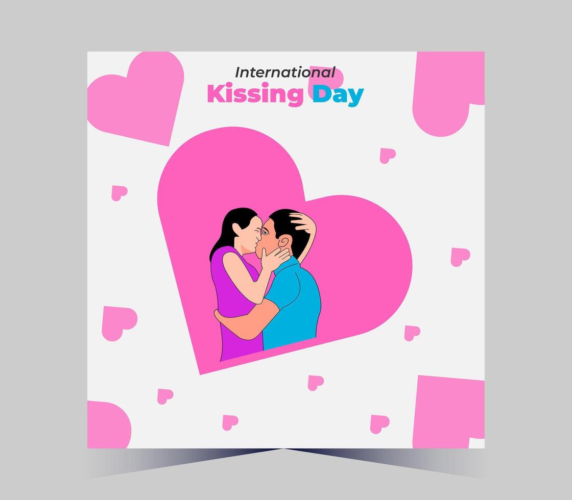 internationell kissing dag affisch med par kissing vektor