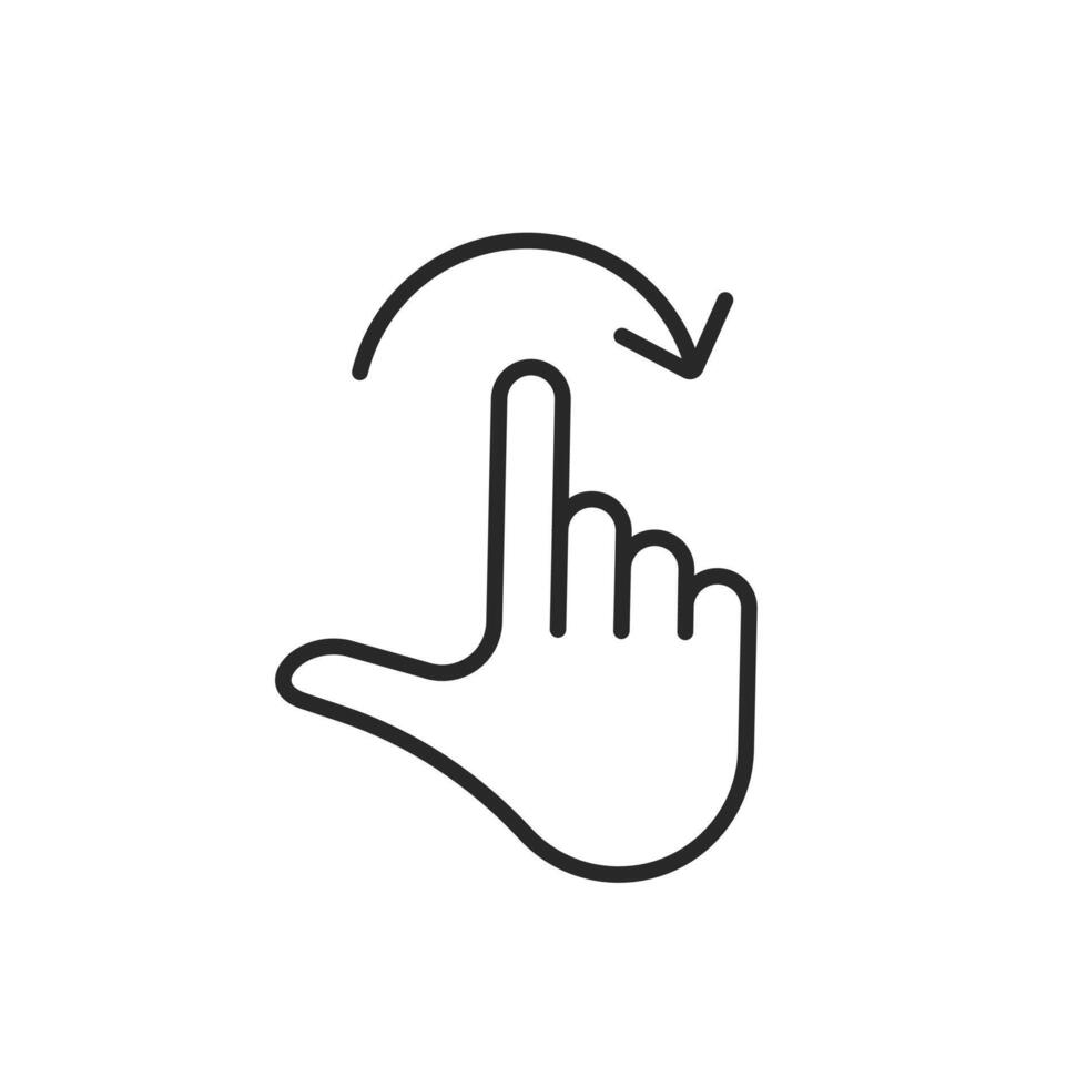 wischen richtig Symbol. Geste, Finger drehen Rechts. rutschen zu Rechts. Vektor linear Symbol