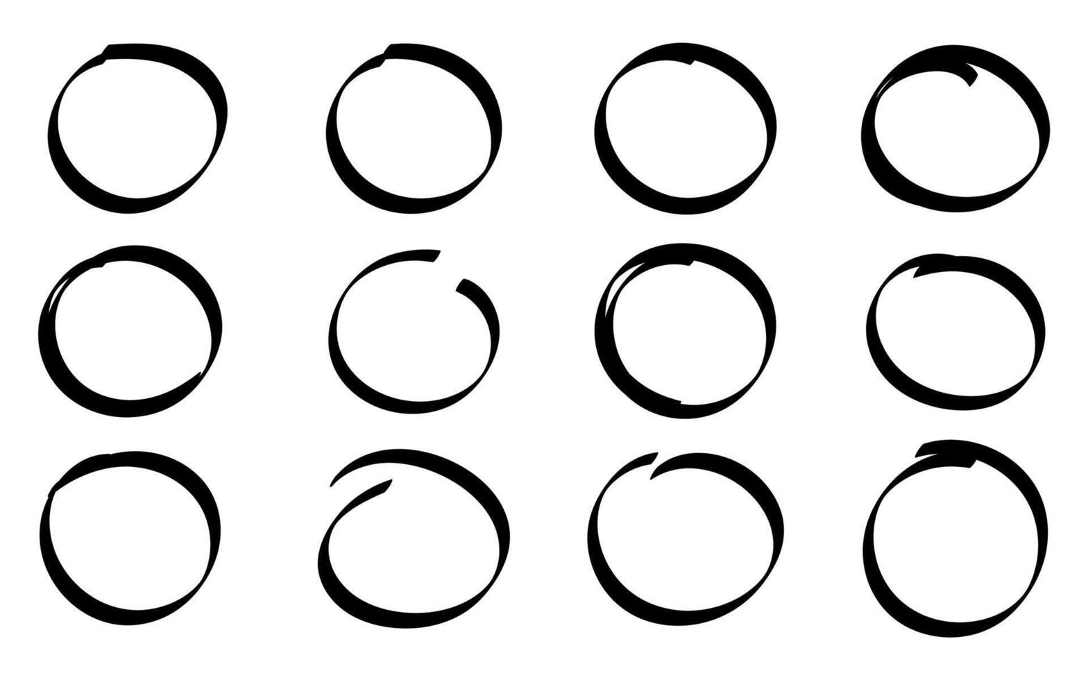 hand dragen klottra cirklar ikon i platt stil. runda klotter slingor på vit bakgrund, vektor design element.