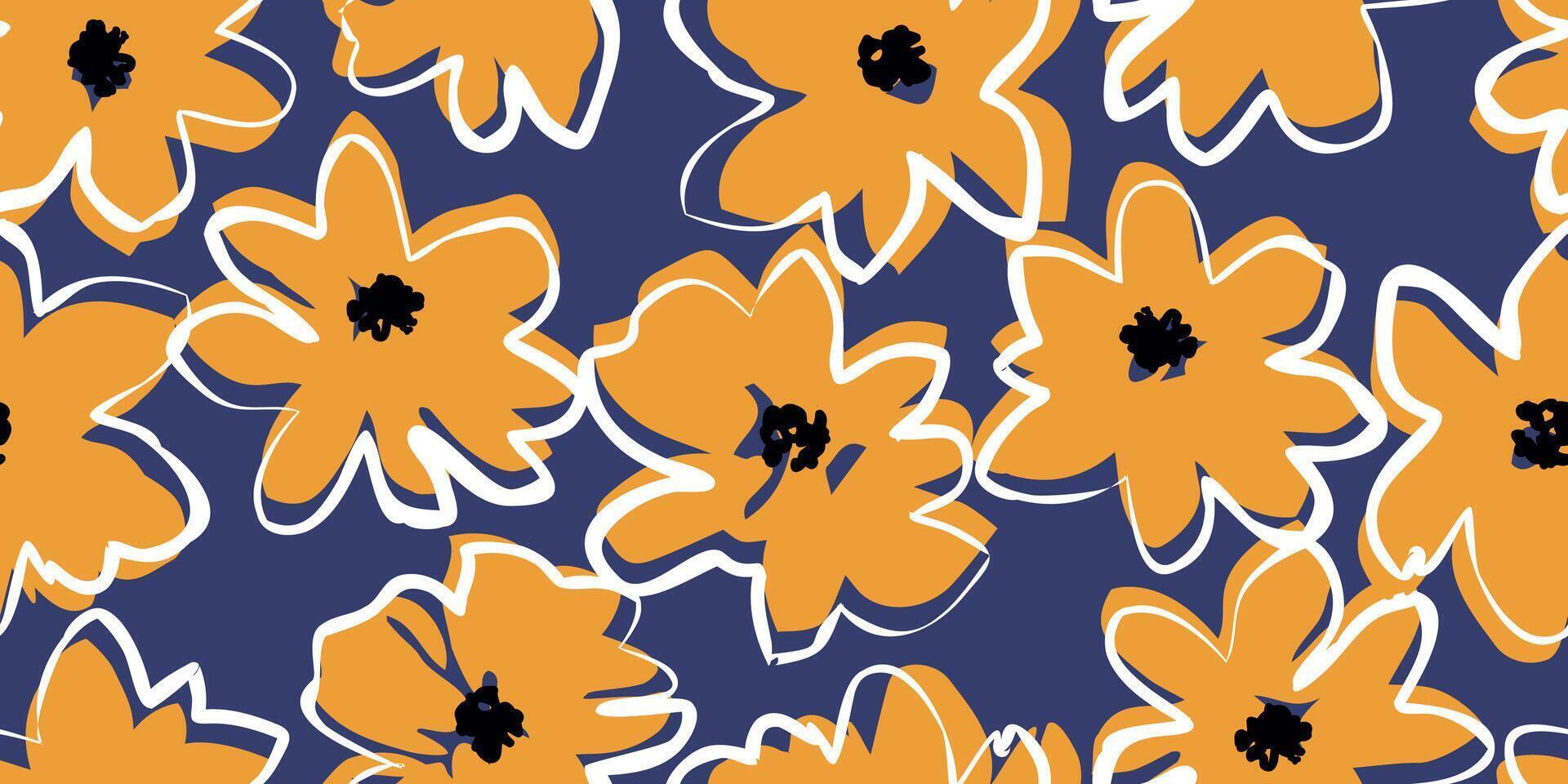 exotisch Hand gezeichnet Blumen, nahtlos Muster mit Blumen- zum Stoff, Textilien, Kleidung, Verpackung Papier, Abdeckung, Banner, Zuhause Dekor, abstrakt Hintergründe. Vektor Illustration.