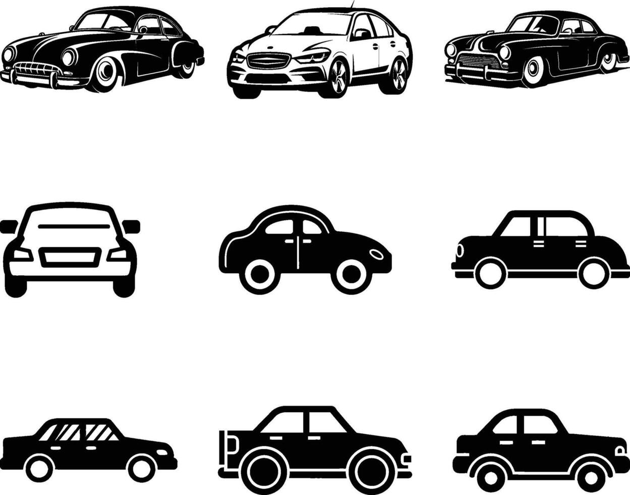 uppsättning av bil ikon vektor illustration. på isolerat vit bakgrund
