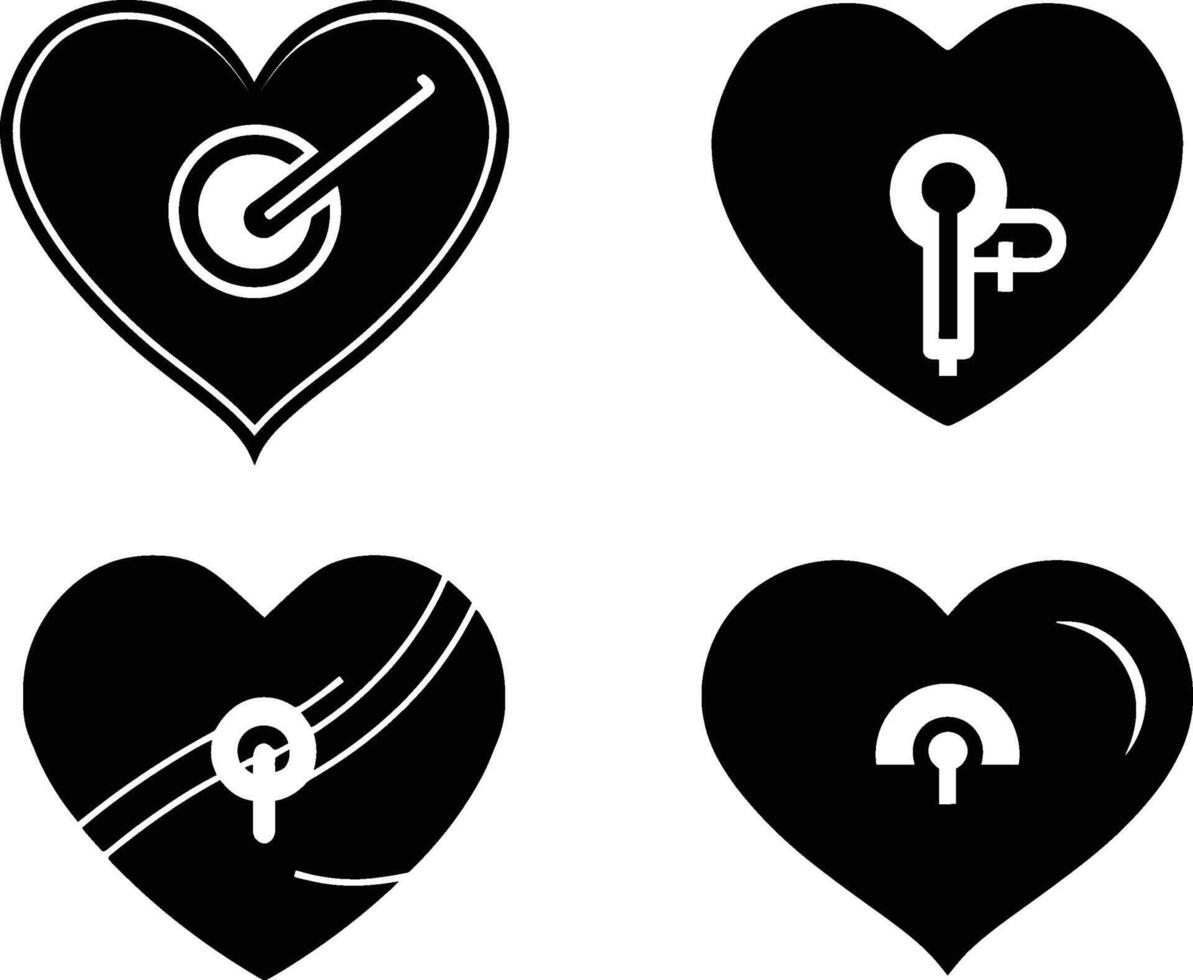 uppsättning av hjärta ikon. hjärta med nyckelhål. vektor på isolerat vit bakgrund