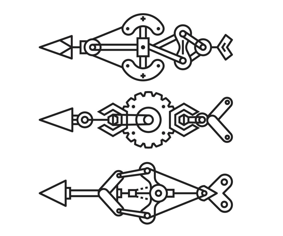 pilar vapen uppsättning linje vektor illustration