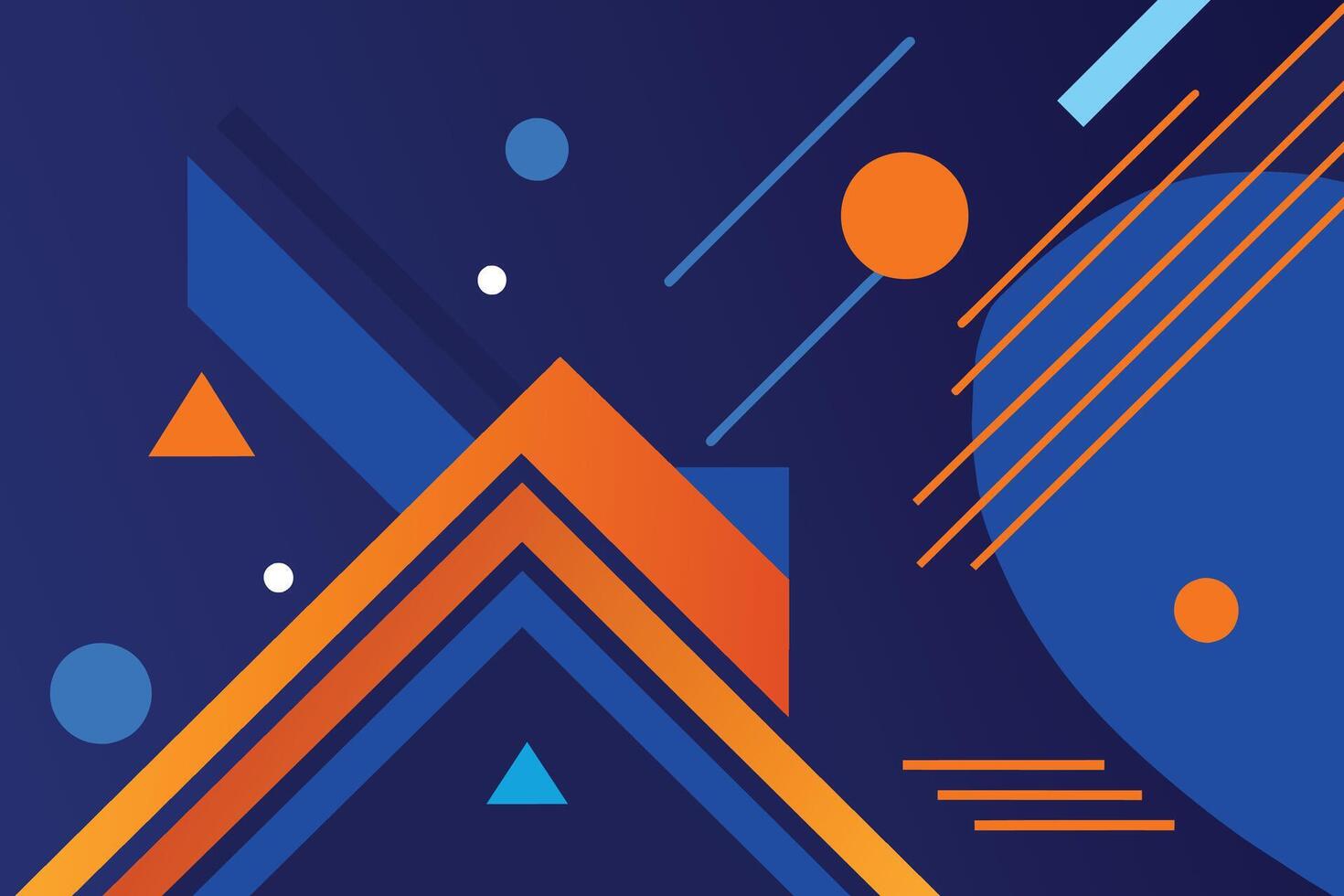 minimal geometrisch Hintergrund. dynamisch Blau Formen Komposition mit Orange Linien. abstrakt Hintergrund modern Hipster futuristisch Grafik. Vektor abstrakt Hintergrund Textur Design