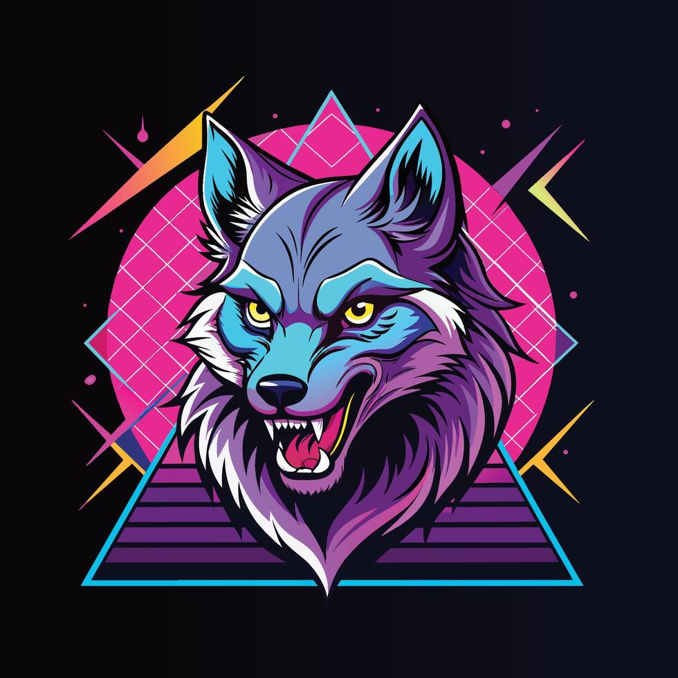 Wolf Kopf Maskottchen Logo Design auf rot Hintergrund zum T-Shirt und andere Verwendet. vektor