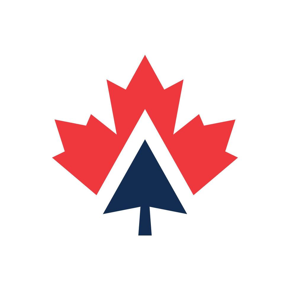upp pil kanadensisk lönn ikon vektor logotyp mall