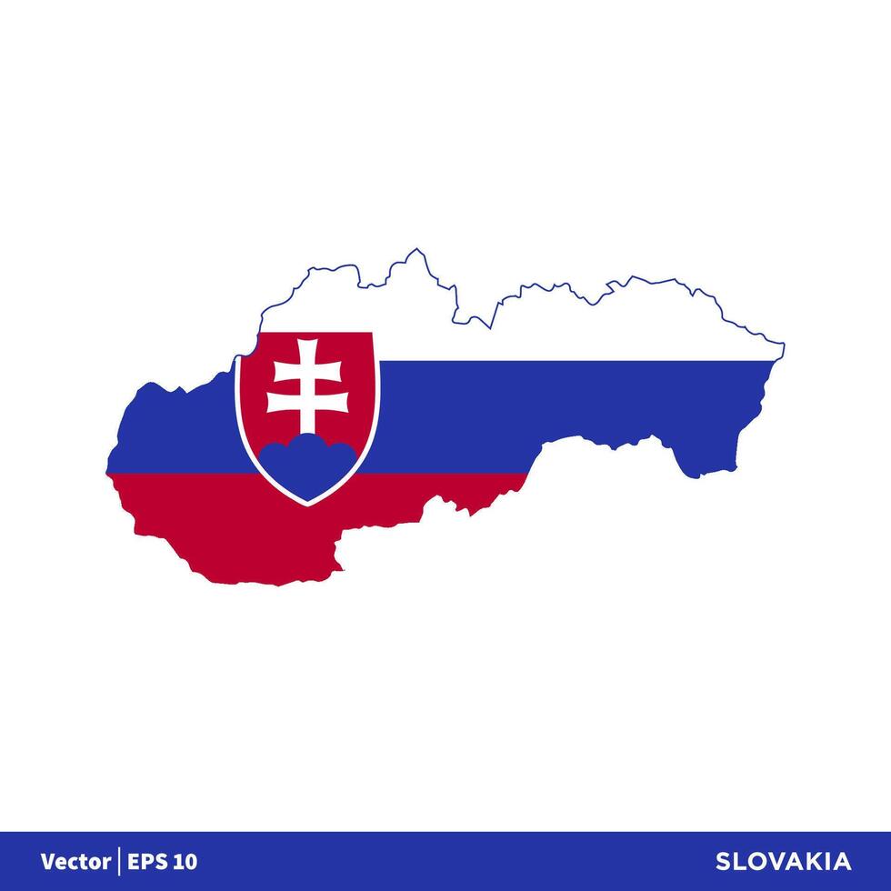 Slowakei - - Europa Länder Karte und Flagge Vektor Symbol Vorlage Illustration Design. Vektor eps 10.