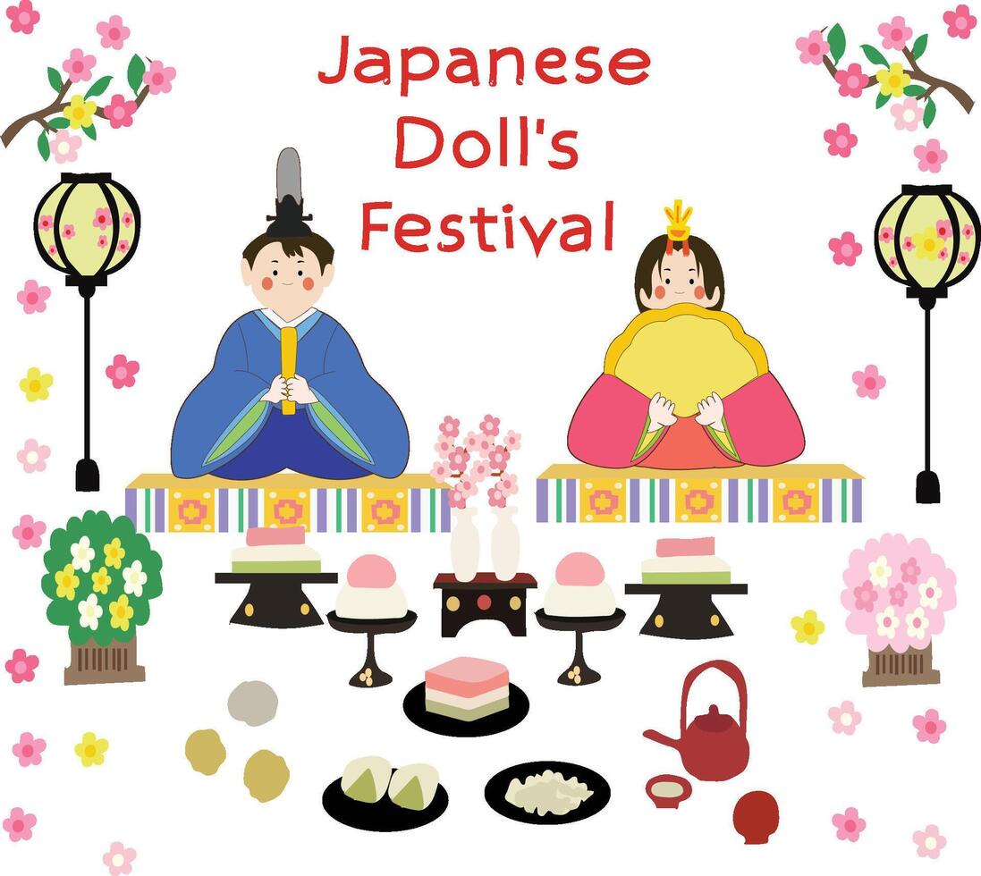 japanisch Puppe Festival von Hina Matsuri Vektor Illustration