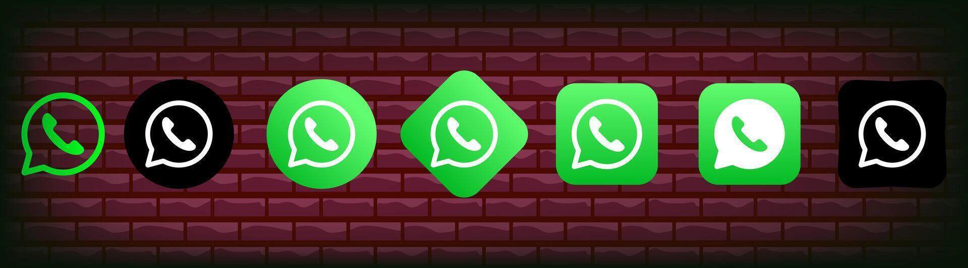 Sammlung von anders WhatsApp Netz Symbole. Sozial Medien Logo. Linie Kunst und eben Stil isoliert auf Weiß Hintergrund. Vektor Linie Symbol zum Geschäft und Werbung