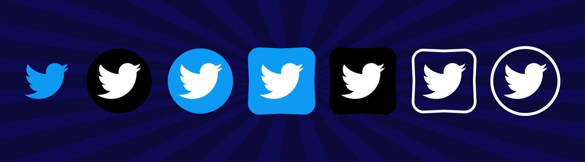 Sammlung von anders Twitter Symbole. Sozial Medien Logo. Linie Kunst und eben Stil isoliert auf Weiß Hintergrund. Vektor Linie Symbol zum Geschäft und Werbung