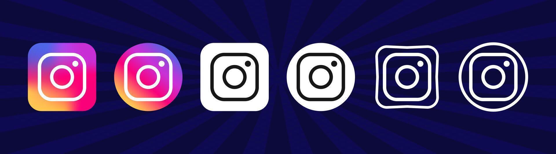 Sammlung von schwarz instagram Symbole. Sozial Medien Logo. Linie Kunst und eben Stil isoliert auf Weiß Hintergrund. Vektor Linie Symbol zum Geschäft und Werbung