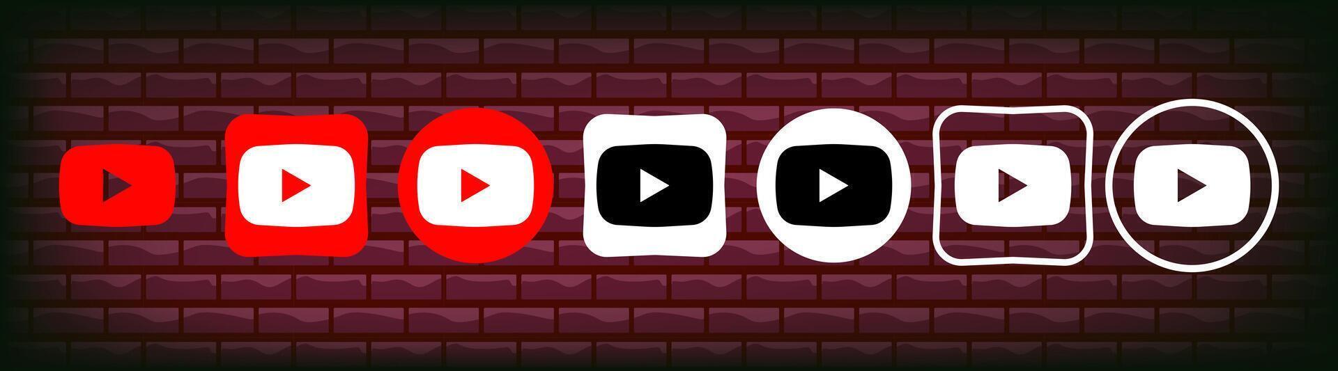 Sammlung von anders Youtube Symbole. Sozial Medien Logo. Linie Kunst und eben Stil isoliert auf Weiß Hintergrund. Vektor Linie Symbol zum Geschäft und Werbung