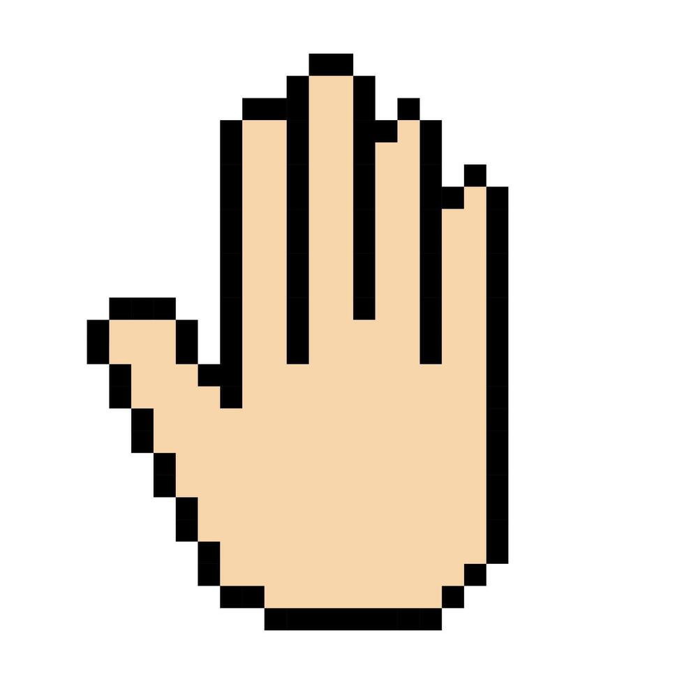 beige hand linje ikon. sluta gest, tecken språk, finger, emoji, chattar, korrespondens, pixel stil. flerfärgad ikon på vit bakgrund vektor