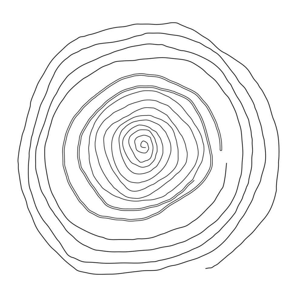 Spiral- skizzieren durch Hand, Topographie Gekritzel. schwarz und Weiß Kreis Route. Vektor Grafik Hintergrund kontinuierlich Linie.