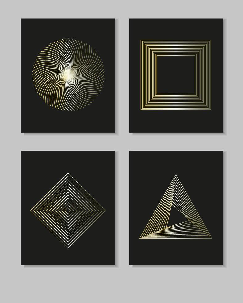 modern Rahmen Design Satz. Luxus Geometrie Vektor Illustrationen. kreativ Prämie Vektor Hintergrund mit golden Elemente.