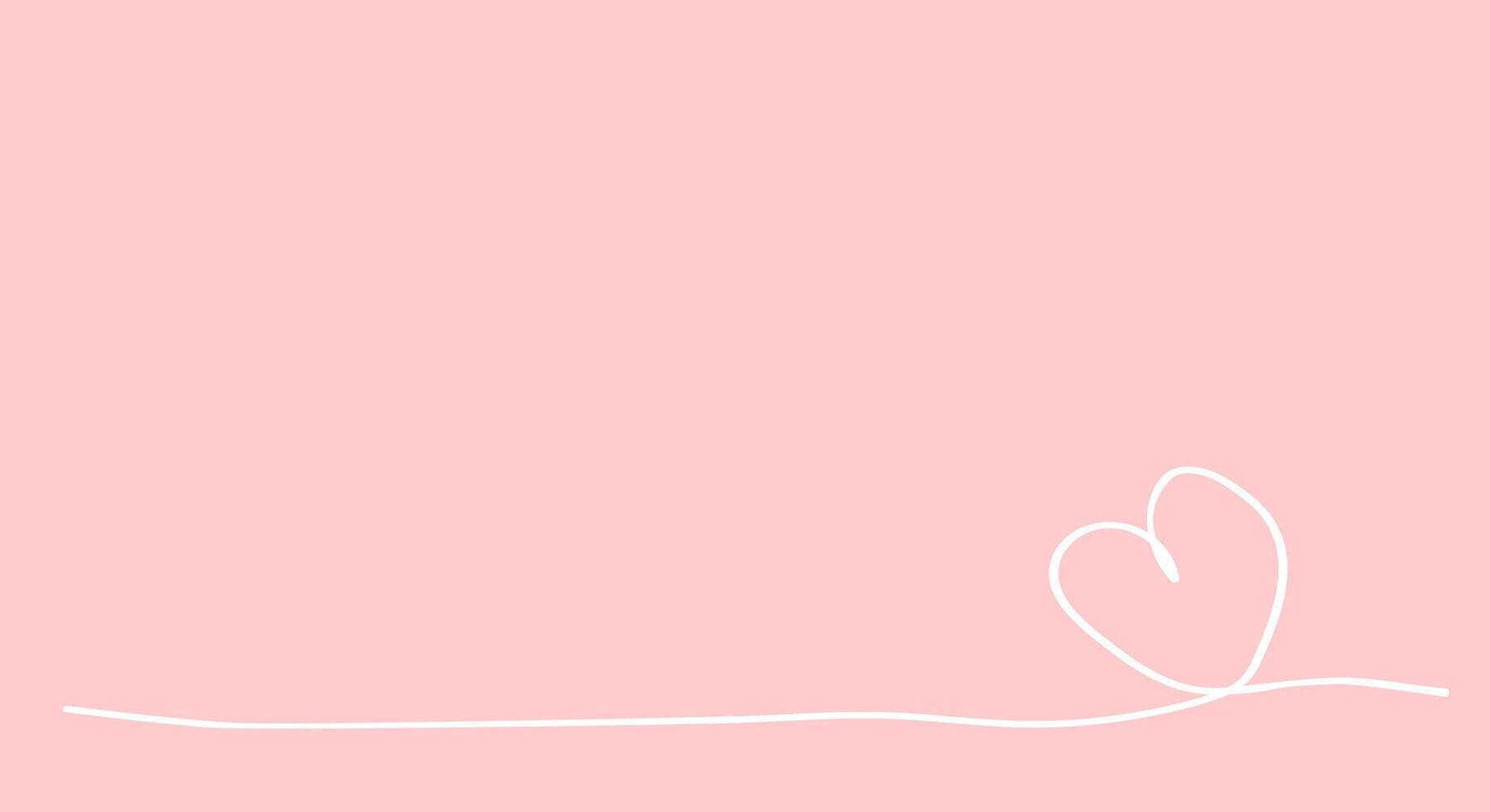 Weiß Linie Herz auf Rosa Hintergrund. süß Liebe Banner oder Gruß Karte. Platz zum Text. Valentinstag s Tag Hintergrund. vektor