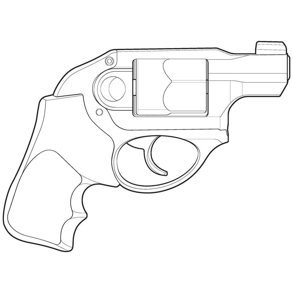 revolver med linje konst stil, skytte pistol, vapen illustration, vektor linje, pistol illustration, modern skjutvapen, militär begrepp, pistol vektor.