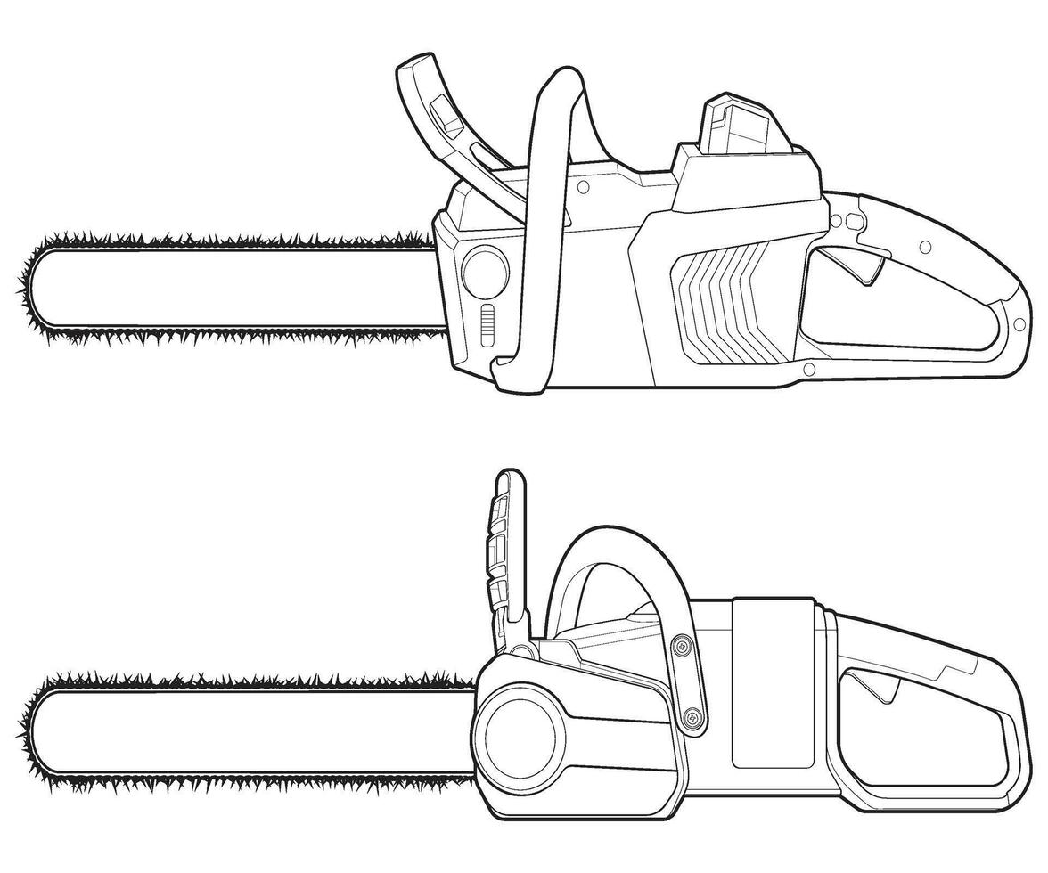 buntning uppsättning av motorsåg isolerat illustration, vektor konst, motorsåg vektor, bensin kedja fick syn på, modern motorsåg, konst begrepp, vektor.