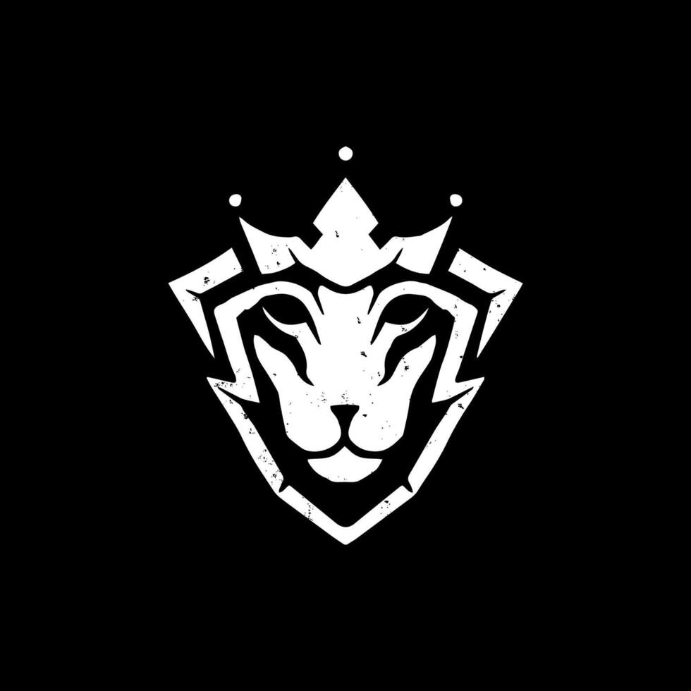 lejon ha på sig en krona logotyp vektor