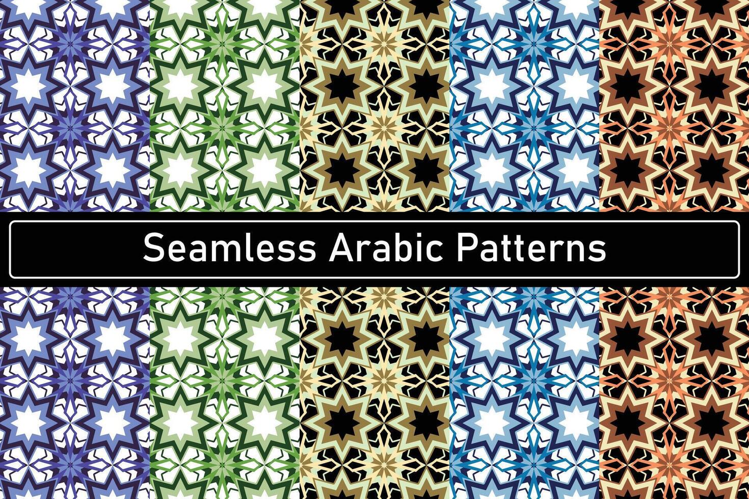 uppsättning av 4 arabicum mönster i flerfärgade vektor