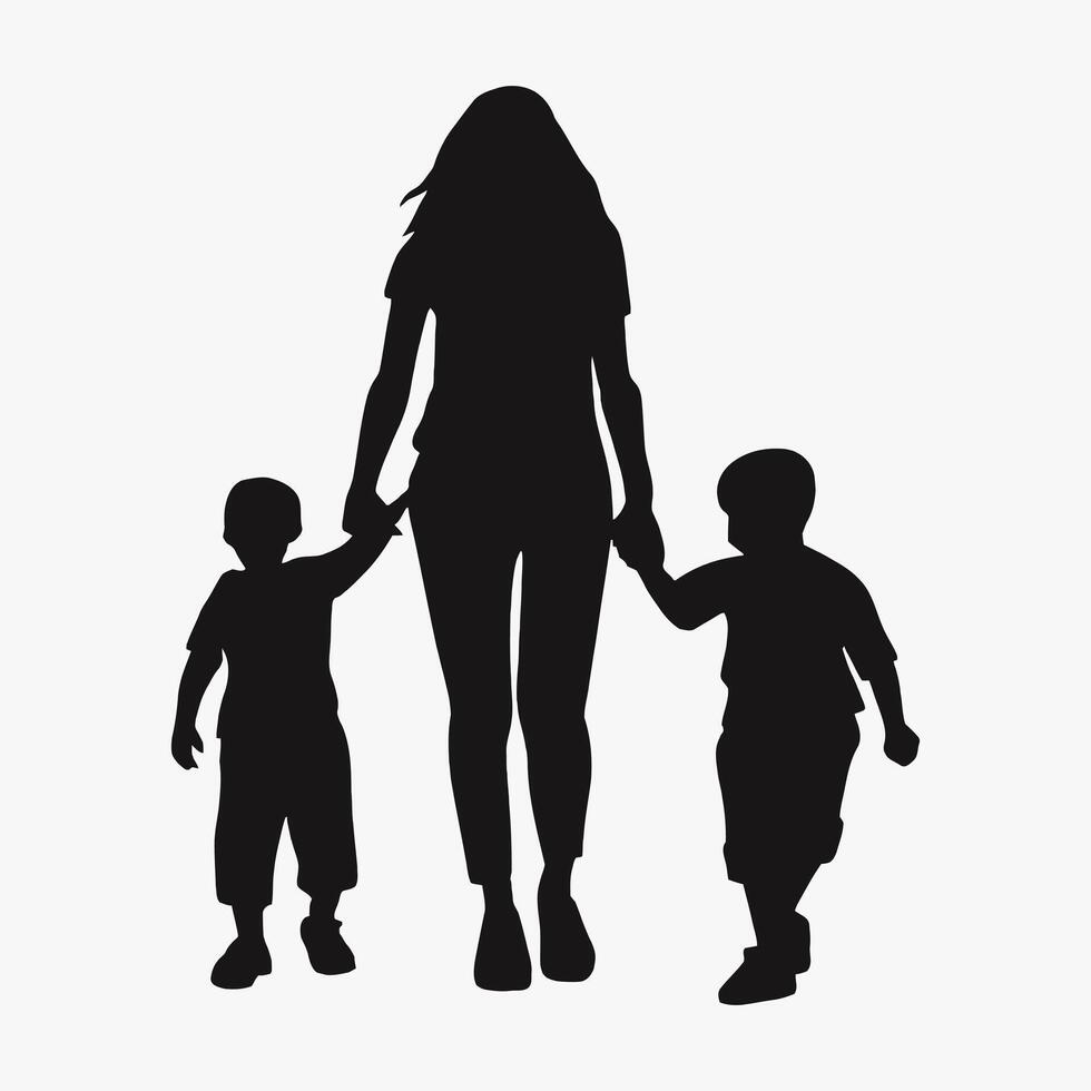 Mutter und Baby Silhouette, Mutter Tag Vektor Illustration Satz, Weiß Hintergrund.