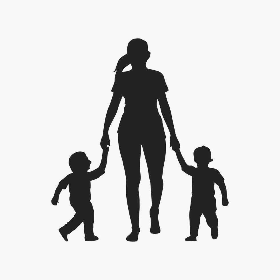 Mutter und Baby Silhouette, Mutter Tag Vektor Illustration Satz, Weiß Hintergrund.