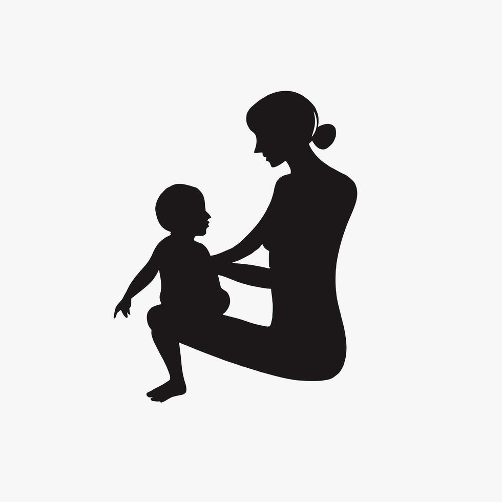 Mutter und Baby Silhouette, Mutter Tag Vektor Illustration Satz, Weiß Hintergrund.