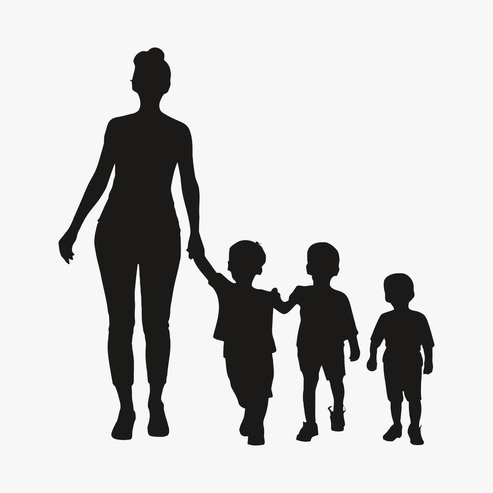 Mutter und Baby Silhouette, Mutter Tag Vektor Illustration Satz, Weiß Hintergrund.